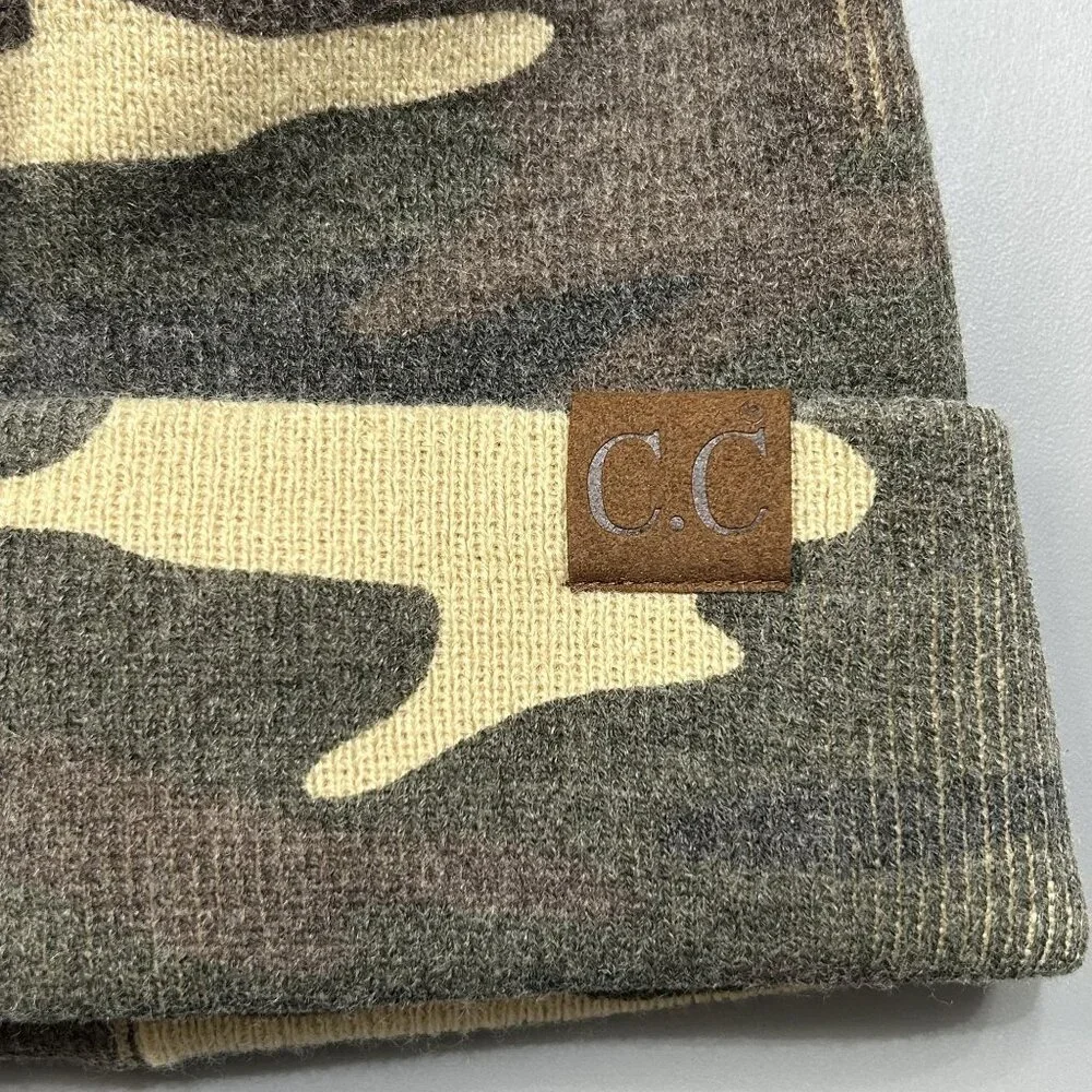 CC Camouflage Knit Beanie Winter Cold Weather Accessory Toboggan Outdoors Hiking
